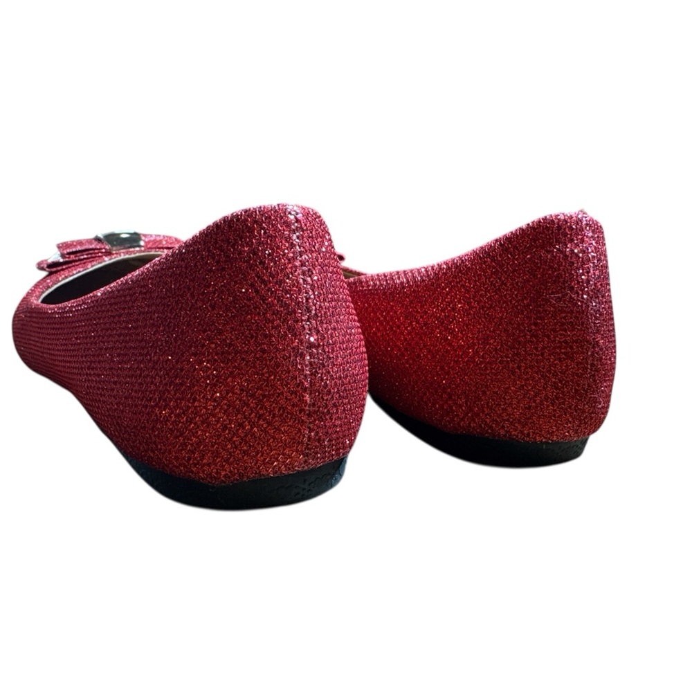BNWOB Jeru Belinda Red Glitter Sparkle Flat Shoes 7.5 Wizard of Oz Shoes 7.5 - Picture 3 of 7